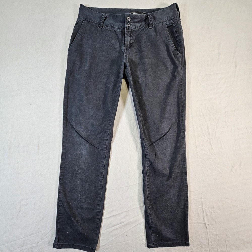 PrAna Slim Leg Pants in Black Stretch Cotton Size 4
